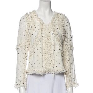 Koché Polka Dot Print V-Neck Blouse